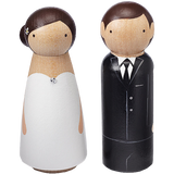 Hand-painted Wooden Couple Cake Topper